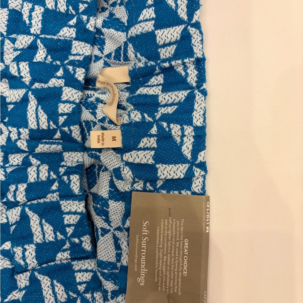 Soft Surroundings Women's Narah Blue Patterned Full Length Palazzo Pants sz M - Picture 6 of 6